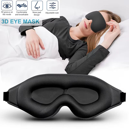 1PC 3D Stereoscopic Sleep Eye Mask - 100% Light-Blocking and Noise-Reducing, Adjustable Strap, Soft and Comfortable