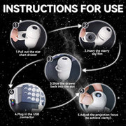 2-In-1 Galaxy Projector Night Light Adjustable Brightness & Focus 360° Rotating Design USB Starry Sky Night Light Projector