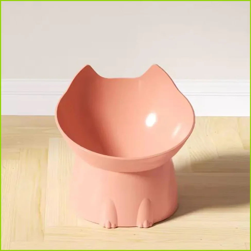 New Cat Bowl with Long Ears and High Feet Bowl with Cat and Dog Neck Protection and Anti-Overturning Plastic Raised Pet Bowl