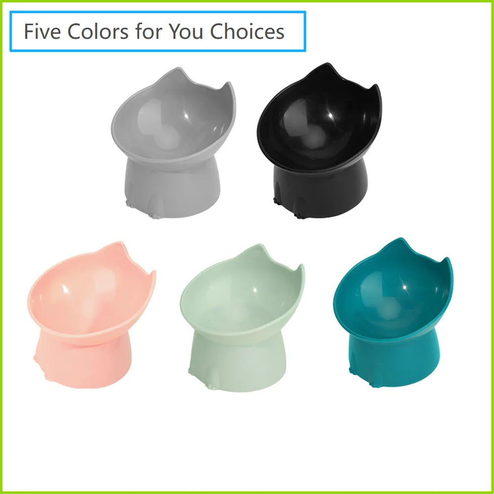 New Cat Bowl with Long Ears and High Feet Bowl with Cat and Dog Neck Protection and Anti-Overturning Plastic Raised Pet Bowl