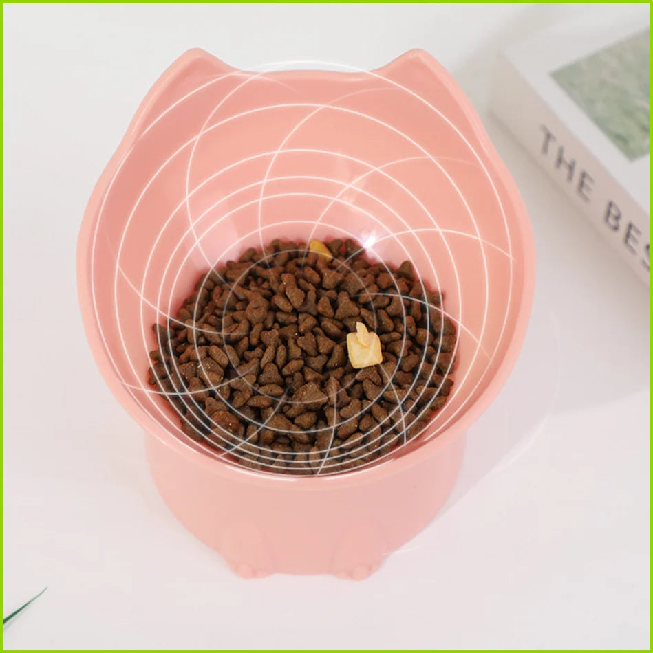New Cat Bowl with Long Ears and High Feet Bowl with Cat and Dog Neck Protection and Anti-Overturning Plastic Raised Pet Bowl