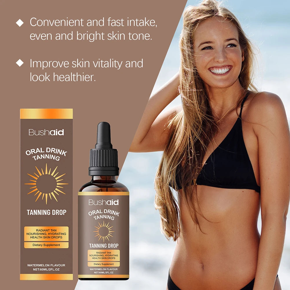 Watermelon Tanning Drops Body Treatment Sunless Tanning Drops Tanning Drops to Drink Moisturizing Bronzing Tanner for Face Body