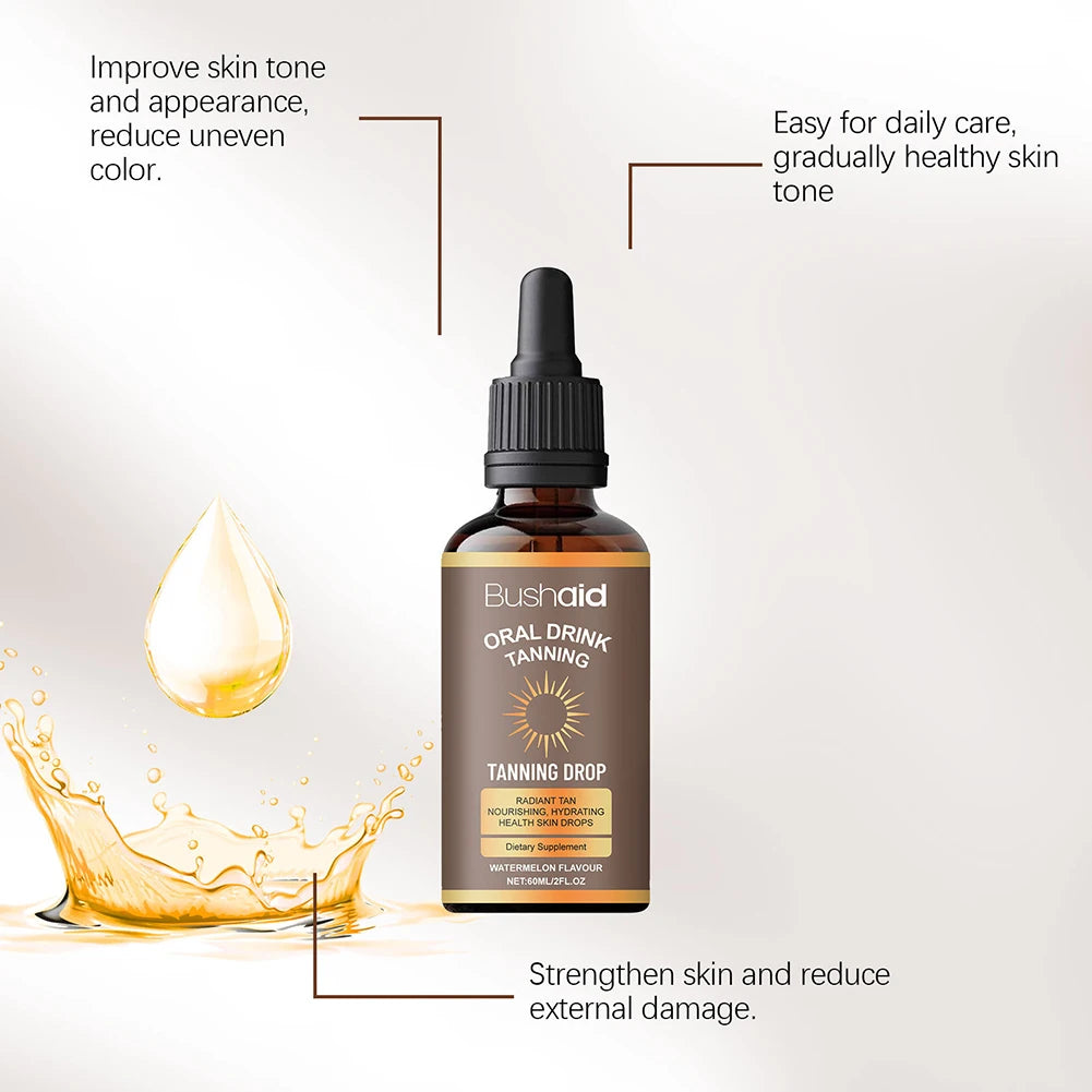 Watermelon Tanning Drops Body Treatment Sunless Tanning Drops Tanning Drops to Drink Moisturizing Bronzing Tanner for Face Body