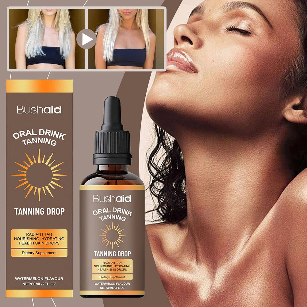 Watermelon Tanning Drops Body Treatment Sunless Tanning Drops Tanning Drops to Drink Moisturizing Bronzing Tanner for Face Body