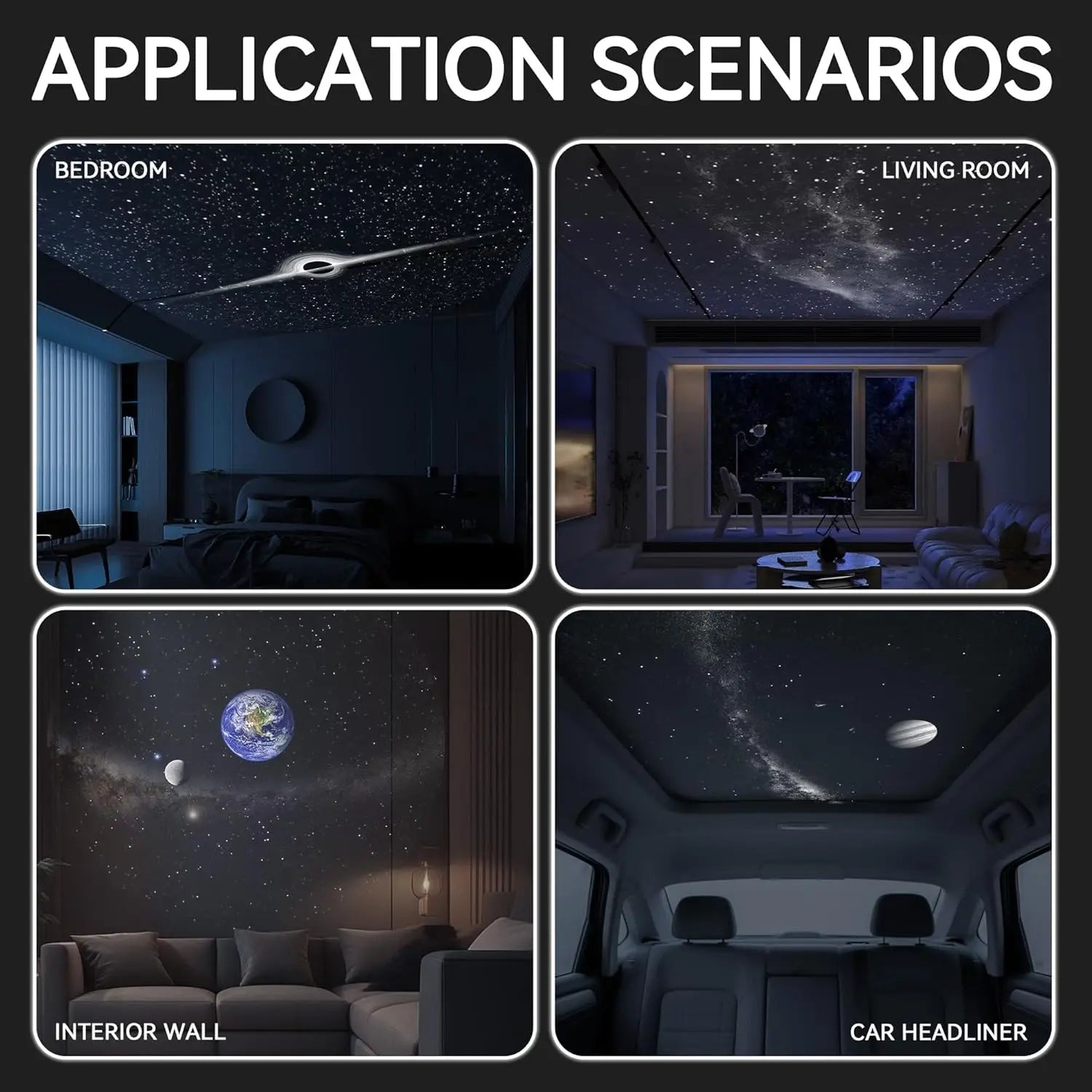 2-In-1 Galaxy Projector Night Light Adjustable Brightness & Focus 360° Rotating Design USB Starry Sky Night Light Projector